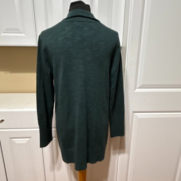 J Jill Sweater Womens M Green Knit Cardigan One Front Button Cotton Blend - Picture 2 of 11